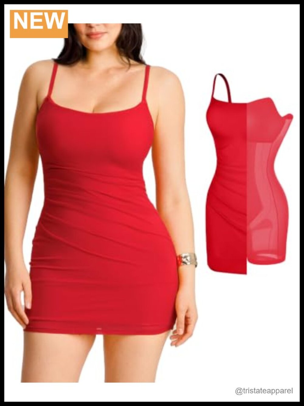 Shapewear Mini Dress Built in Bra Mesh Ruched Bodycon Spaghetti Strap